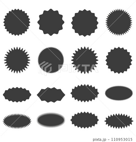 Set of price sticker, sale or discount sticker, sunburst badges icon. Stars shape with different number of rays. Set of price sticker, sale or discount sticker, sunburst badges icon. Stars shape with different number of rays. 110953015