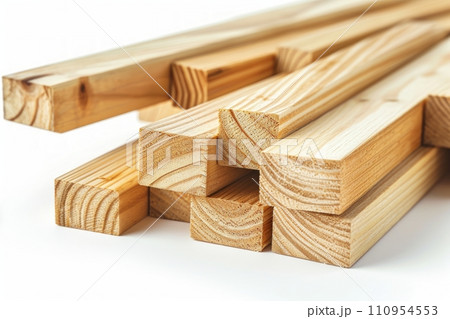Wooden beams on white background 110954553