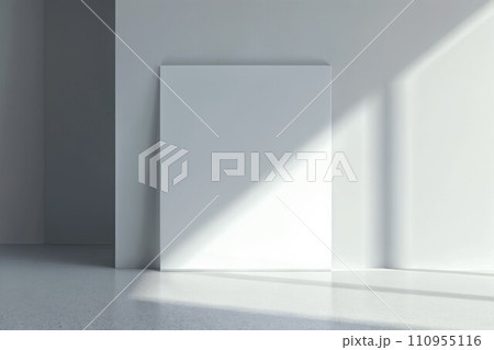 A clean and modern template for advertising, featuring a clear light box with ample space for text or graphics, set against a minimalist background, sleek and professional design 110955116