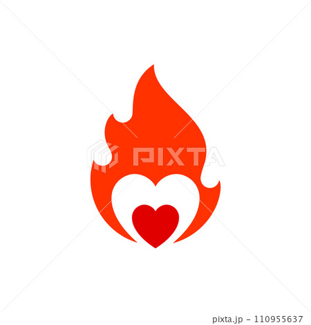 Fire flame, hot heart symbol, vector illustration Fire flame, hot heart symbol, vector illustration 110955637