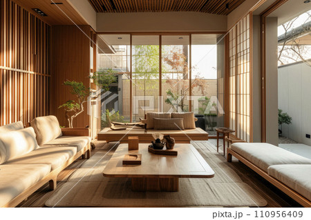 minimalist and modern japandi style living room design minimalist and modern japandi style living room design 110956409