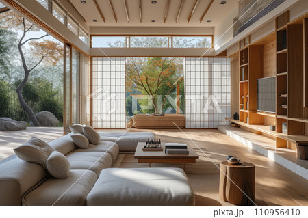 minimalist and modern japandi style living room design minimalist and modern japandi style living room design 110956410