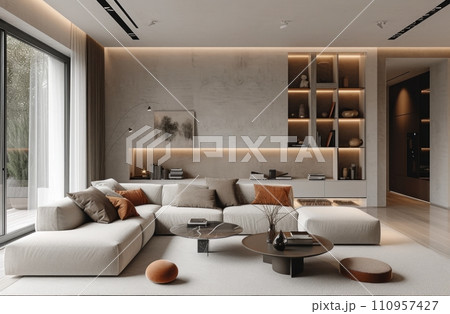 a white and grey living room 110957427
