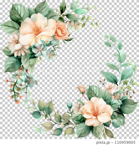 watercolor wedding elegant border isolated 110959005