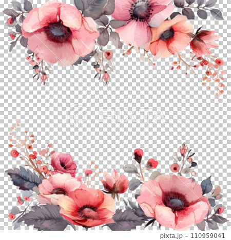 watercolor wedding elegant border isolated 110959041