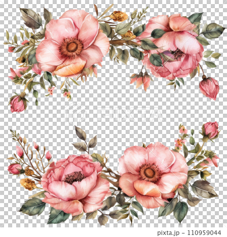 watercolor wedding elegant border isolated 110959044