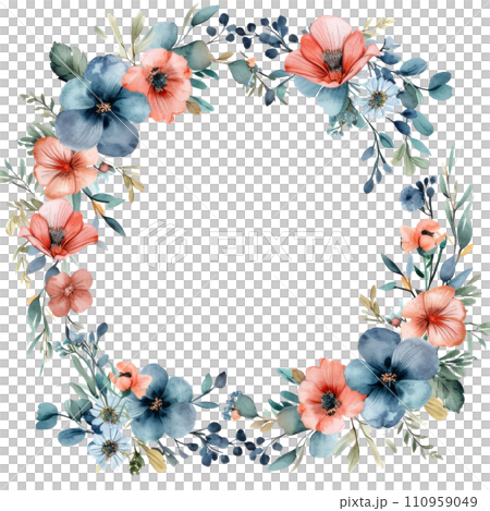 watercolor wedding elegant border isolated 110959049