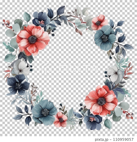 watercolor wedding elegant border isolated 110959057