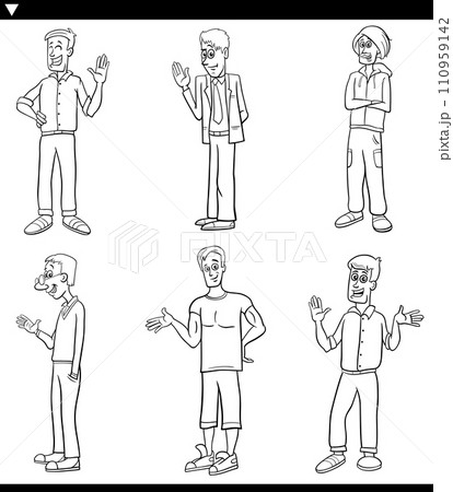 cartoon young men comic characters set coloring page cartoon young men comic characters set coloring page 110959142