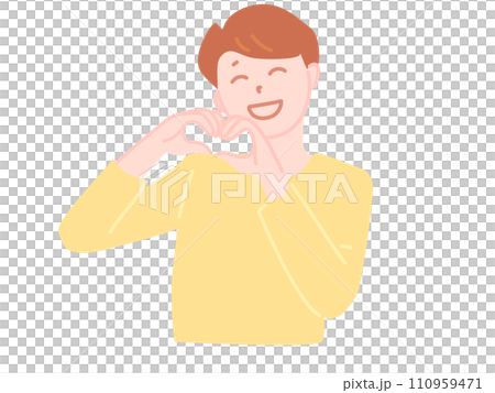 Smiling man making a heart with a hand sign Smiling man making a heart with a hand sign 110959471