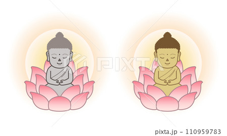 illustration of gold buddah and stone buddah illustration of gold buddah and stone buddah 110959783
