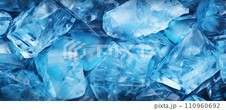 Clear blue ice texture cracks abstract winter surface background with frozen water pattern 110960692