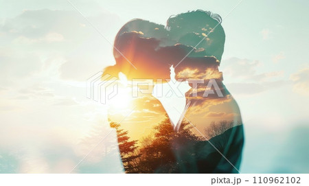 AI-generated content. young couple in love , nature background , valentines day pragma 110962102