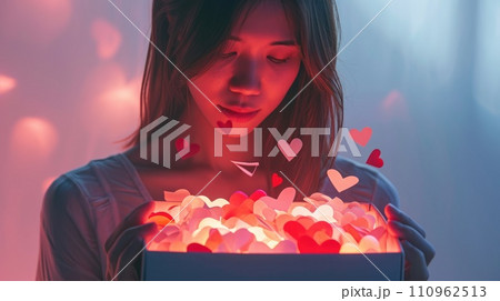 AI-generated content. Woman and her hearts of love Pragma 110962513