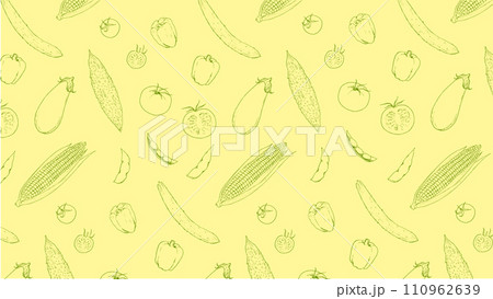 夏野菜のペン画の背景　壁紙 110962639