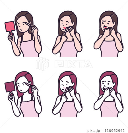 illustration of a woman waxing facial hair 110962942