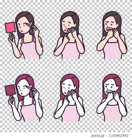 illustration of a woman waxing facial hair 110962942