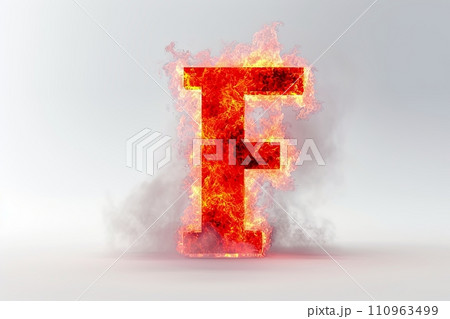 Stylish capital letter  f  in elegant font on pristine white background for design or conceptual use 110963499