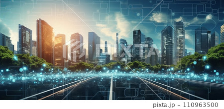 Smart city infrastructure in green community with rapid data network and digital society concept Smart city infrastructure in green community with rapid data network and digital society concept 110963500