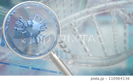 The magnifying glass and virus for medical concept 3d rendering. The magnifying glass and virus for medical concept 3d rendering. 110964136