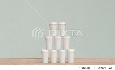 The coffee paper cup for hot drink concept 3d rendering. The coffee paper cup for hot drink concept 3d rendering. 110964138