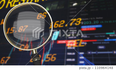 The magnifying glass on chart for Business concept 3d rendering. 110964148