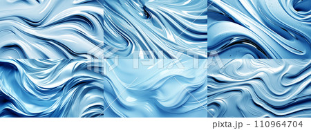 AI-generated content. Sculptural liquid waves abstract composition. Three-dimensional effect. Background for landing, template or presentation. Inspiration of 3d art. Contemporary trendy header 110964704