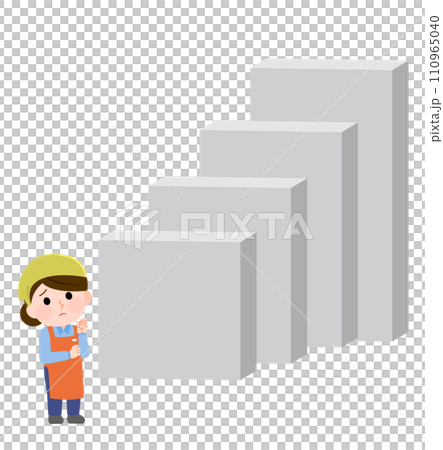 4つの壁を見上げて困るパートの女性 イラスト 4つの壁を見上げて困るパートの女性 イラスト 110965040