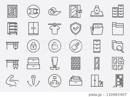 steel furniture line icon set steel furniture line icon set 110965407