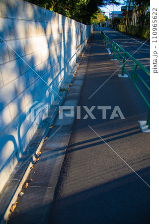 白い壁に映る光と影 白い壁に映る光と影 110965622