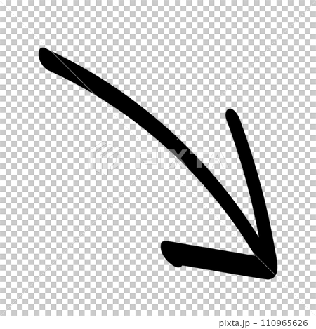 手描きの下降矢印黒 110965626
