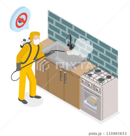 3D Isometric Flat Vector Illustration of Pest Control Service. Item 1 110965653