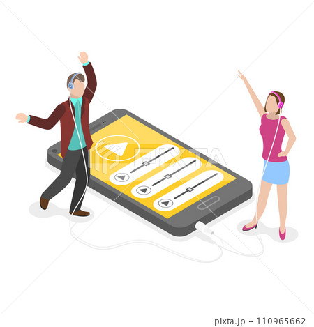 3D Isometric Flat Vector Illustration of Podcast Making. Item 1 3D Isometric Flat Vector Illustration of Podcast Making. Item 1 110965662