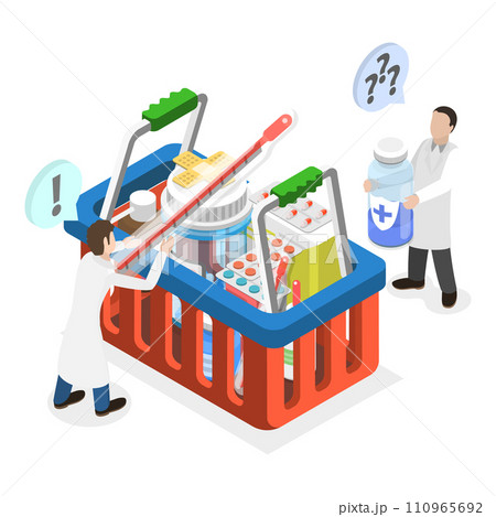 3D Isometric Flat Vector Illustration of Pharmacy Store. Item 3 110965692