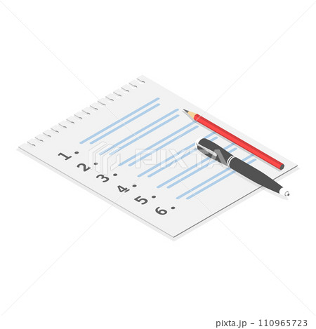 3D Isometric Flat Vector Set of Notes and Paper Stationeries. Item 6 110965723