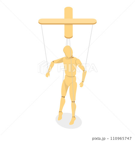 3D Isometric Flat Vector Set of Wooden Marionettes. Item 1 3D Isometric Flat Vector Set of Wooden Marionettes. Item 1 110965747