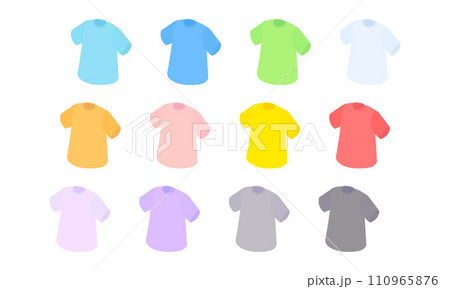 色違いのTシャツがたくさん並んでいるイラスト	 110965876