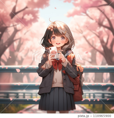 AI画像生成 桜の下で撮影する女の子 AI画像生成 桜の下で撮影する女の子 110965900