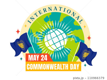 Commonwealth Day Vector Illustration on 24 may of Helps Guide Activities by Commonwealths Organizations with Waving Flag in Flat Cartoon Background 110966379
