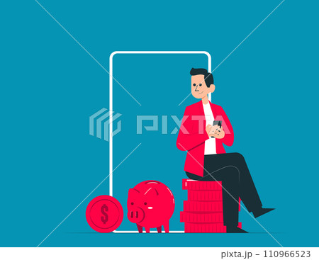 Person trading on a stock market. Finance app vector concept Person trading on a stock market. Finance app vector concept 110966523