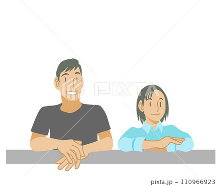 ベランダからの眺めを楽しむカップルのイラスト 110966923