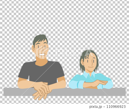 一對夫婦在陽台上欣賞風景的插畫 110966923