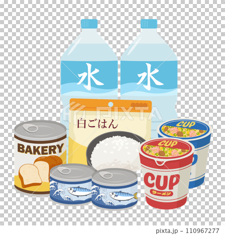 水和緊急食物的插圖 110967277