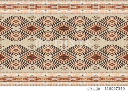 Navajo tribal vector seamless pattern. Native American ornament. Ethnic South Western decor style. Boho geometric ornament. Vector seamless pattern. Mexican blanket, rug. Woven carpet illustration. Navajo tribal vector seamless pattern. Native American ornament. Ethnic South Western decor style. Boho geometric ornament. Vector seamless pattern. Mexican blanket, rug. Woven carpet illustration. 110967350