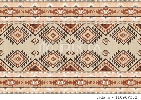 Navajo tribal vector seamless pattern. Native American ornament. Ethnic South Western decor style. Boho geometric ornament. Vector seamless pattern. Mexican blanket, rug. Woven carpet illustration. Navajo tribal vector seamless pattern. Native American ornament. Ethnic South Western decor style. Boho geometric ornament. Vector seamless pattern. Mexican blanket, rug. Woven carpet illustration. 110967352