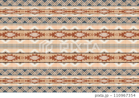 Navajo tribal vector seamless pattern. Native American ornament. Ethnic South Western decor style. Boho geometric ornament. Vector seamless pattern. Mexican blanket, rug. Woven carpet illustration. 110967354