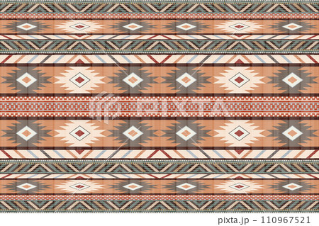 Navajo tribal vector seamless pattern. Native American ornament. Ethnic South Western decor style. Boho geometric ornament. Vector seamless pattern. Mexican blanket, rug. Woven carpet illustration. Navajo tribal vector seamless pattern. Native American ornament. Ethnic South Western decor style. Boho geometric ornament. Vector seamless pattern. Mexican blanket, rug. Woven carpet illustration. 110967521