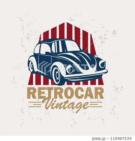 Classic car logo design badge stamp vector vehicle muscle car old vintage retro template illustration 110967534