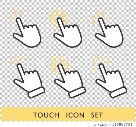 Touching finger icon set 110967781