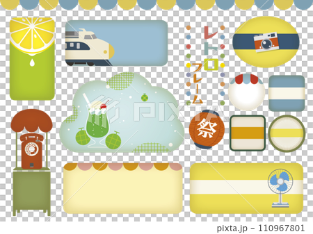 Nostalgic frames and banners Title frames decorated with Showa retro style 110967801